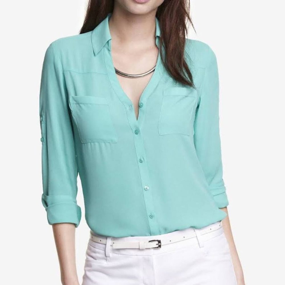 EXPRESS The Portofino Shirt in Teal (NWT)